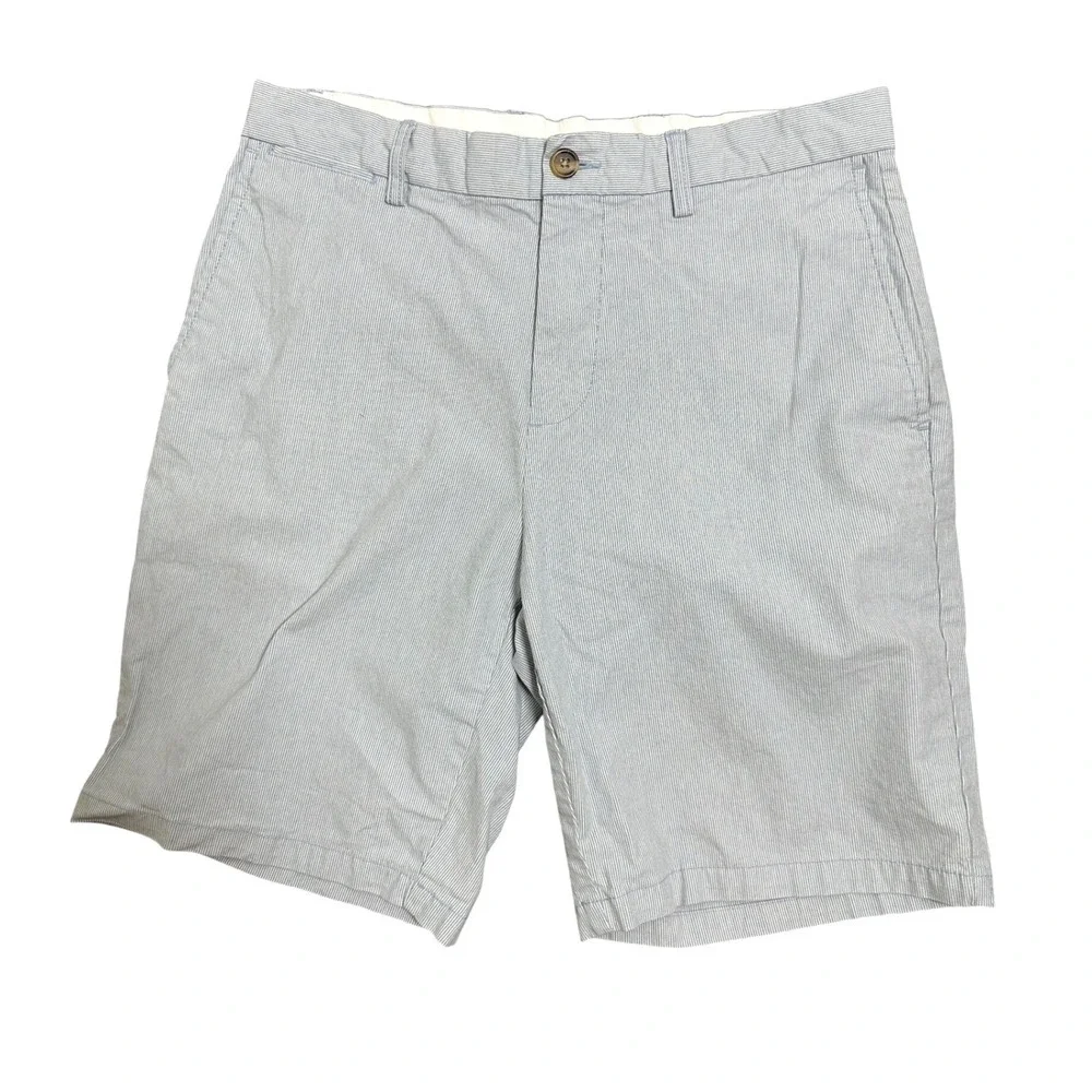 Old Navy Ultimate Slim Shorts Mens 34 Blue White Stripe Stretch Twill